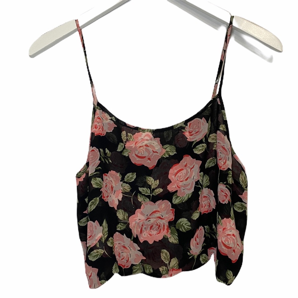 5/$25 | Forever 21 Spaghetti Strap Floral Crop Top